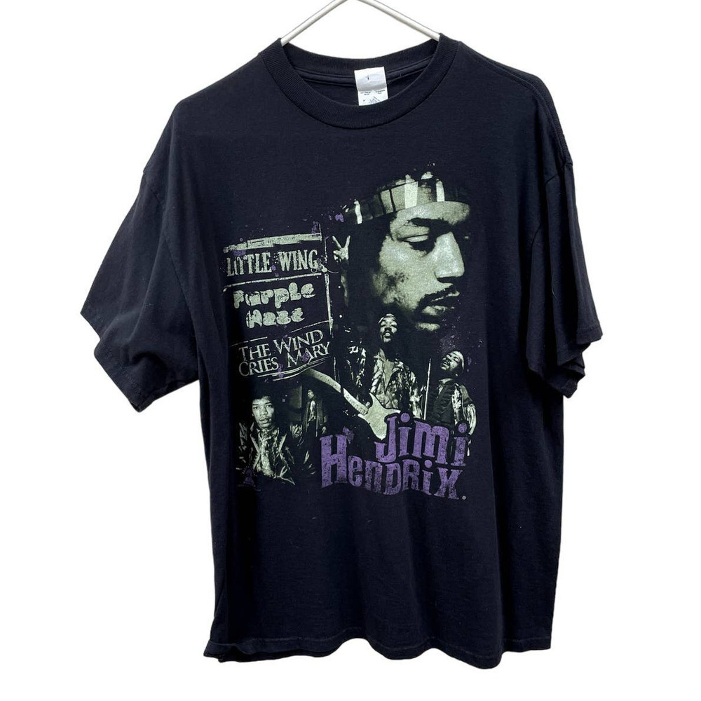 Men's Y2K Jimi Hendrix Best Hits Band T-shirt Black Large